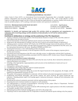 Mission: To support Ministry of Agriculture, Forestry and Food Security