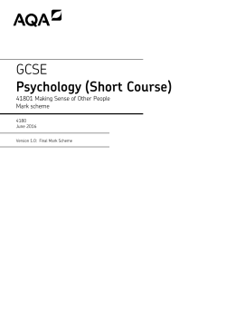 GCSE Psychology Mark scheme Unit 01 - Making Sense of