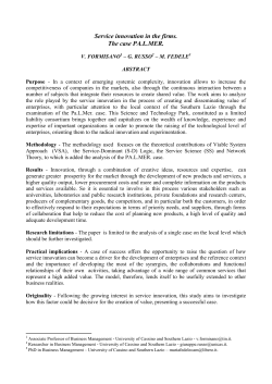 Service innovation in the firms. The case PA.L.MER.