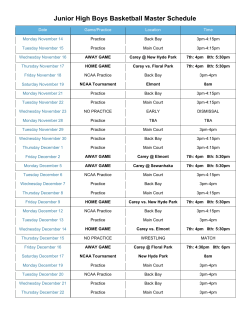 Junior High Boys Basketball Master Schedule