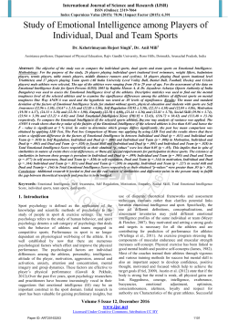 Study of Emotional Intelligence among Players of Individual, Dual