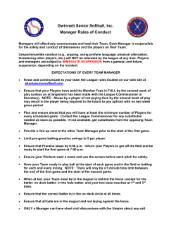 Manager Rules of Conduct - Metro Atlanta Senior Softball League