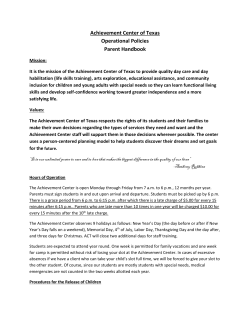Achievement Center of Texas Operational Policies Parent Handbook