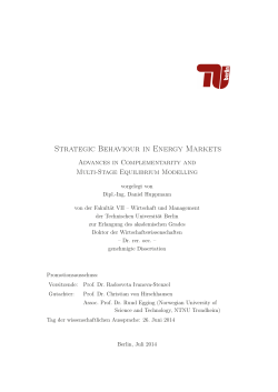 Strategic Behaviour in Energy Markets &ndash; Advances in