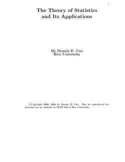 The Theory of Statistics and Its Applications