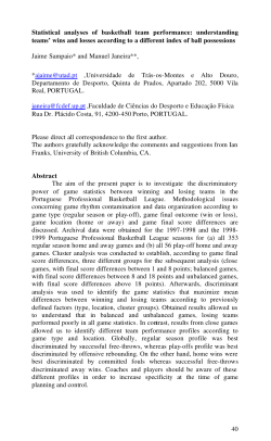 Statistical analyses of basketball team performance: understanding