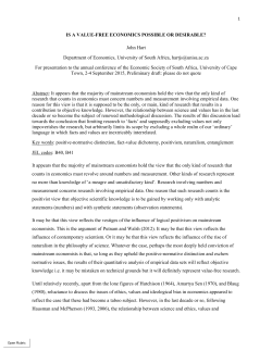 Is a value-free economics possible or desirable?