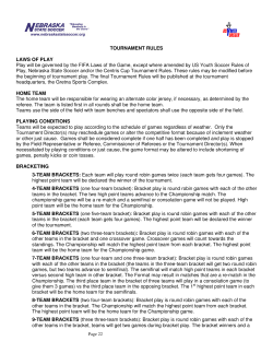 TOURNAMENT RULES LAWS OF PLAY Play will be governed by