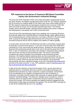 FDF response to the House of Commons BIS Select Committee
