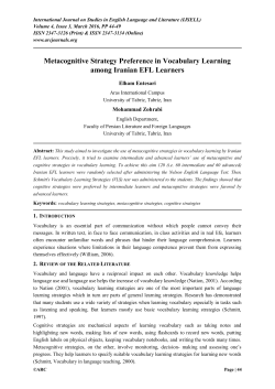 Metacognitive Strategy Preference in Vocabulary