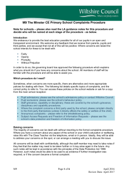 M9 - Complaints Procedure - Minster C of E Primary School