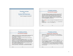 Pumping Lemmas for Context-Free Grammars Pumping Lemmas