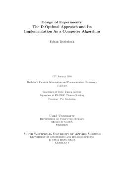Design of Experiments: The D-Optimal Approach and Its