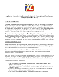 Application Process for Consideration for Under 15 Players (Second