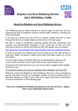 Self-referral form - Brighton and Hove Wellbeing Service