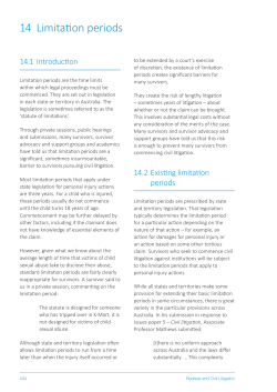 14 Limitation periods - Royal Commission into Institutional