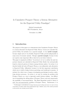 Is Cumulative Prospect Theory a Serious Alternative for the