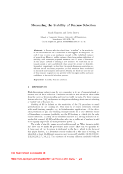 Measuring the Stability of Feature Selection
