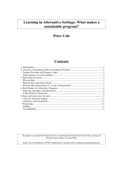 Learning in Alternative Settings