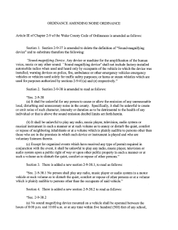 ORDINANCE AMENDING NOISE ORDINANCE Article III of Chapter