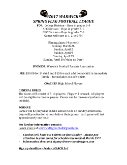2017 WARWICK SPRING FLAG FOOTBALL LEAGUE