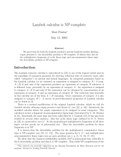 Lambek calculus is NP-complete - Department of Mathematical