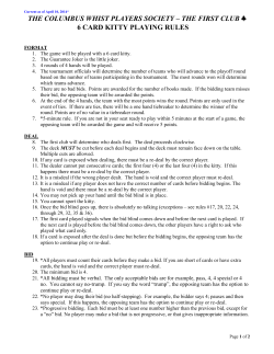 the columbus whist players society &ndash; the first club 6 card kitty playing