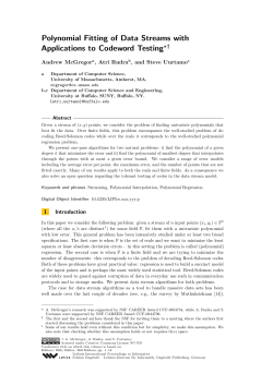 Polynomial Fitting of Data Streams with Applications to Codeword