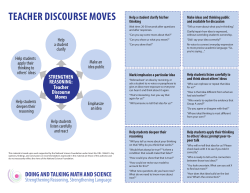 teacher discourse moves - Doing and Talking Math and Science