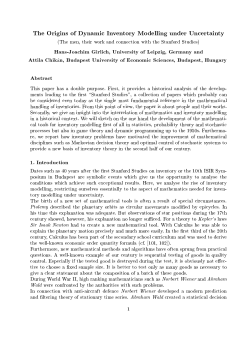 The Origins of Dynamic Inventory Modelling under Uncertainty