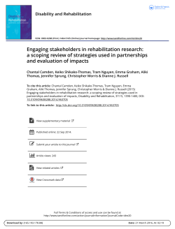 Engaging stakeholders in rehabilitation research