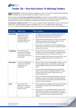 Tender Tip &ndash; Four Key Factors To Winning Tenders