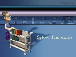 Sylow Theorems Sylow Theorems History Peter Ludwig