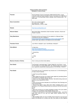 Trade promotion: Game of Chance Schedule to