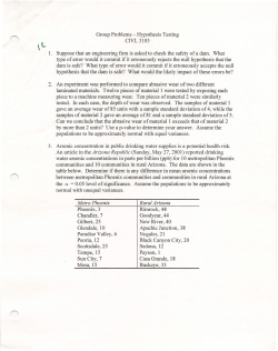 Group Problems - Hypothesis Testing CIVL 3103 1. Suppose that an