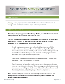 Leader Notes - Your New Money Mindset