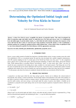 Determining the Optimized Initial Angle and Velocity for Free Kicks