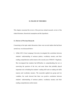 II. FRAME OF THEORIES This chapter concerned the review of the