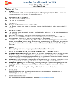 November Open Dinghy Series 2016