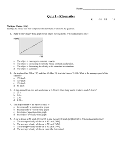 Quiz 1 - Kinematics Answer Section