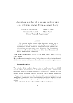 Condition number of a square matri with i.i.d. columns drawn from a