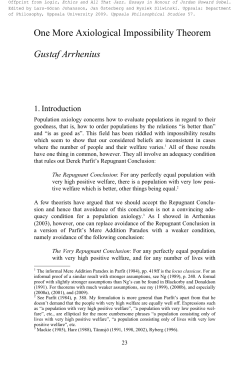 One More Axiological Impossibility Theorem Gustaf Arrhenius