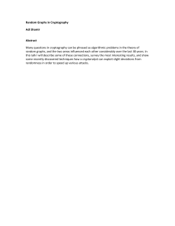 Random Graphs in Cryptography Adi Shamir Abstract Many
