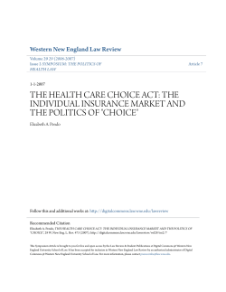 THE HEALTH CARE CHOICE ACT: THE INDIVIDUAL INSURANCE
