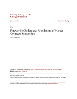 Foreword to Boilerplate: Foundations of Market Contracts Symposium