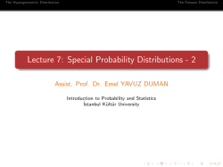 Lecture 7: Special Probability Distributions - 2