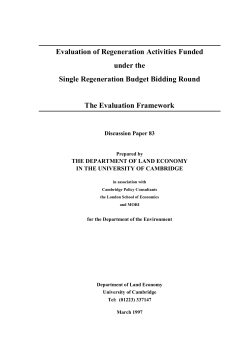 Evaluation of Regeneration Activities Funded under the Single