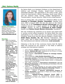 (Ms) Salma Malik Ms Salma Malik is an Assistant Professor at the