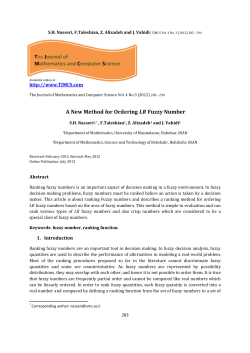 A New Method for Ordering Fuzzy Number The Journal of