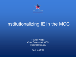 Institutionalizing IE in the MCC - Franck Wiebe